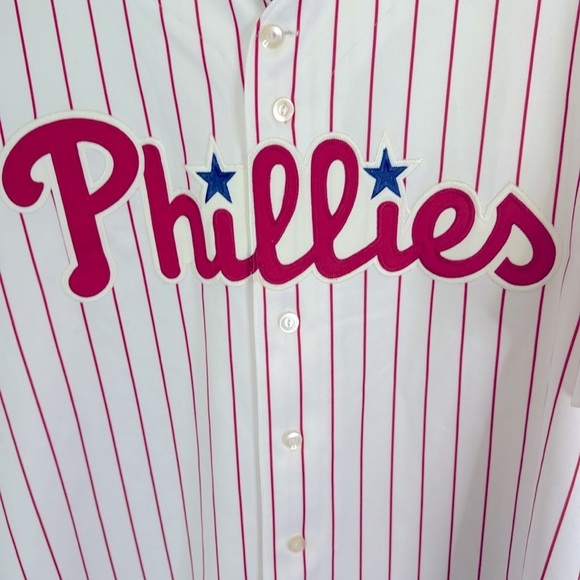 Vintage majestic Philadelphia Phillies pinstripe baseball jersey no name,unisex - Picture 2 of 9